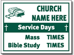 One Color Church Yard Sign Template. Shown Dark Green on White