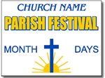 Two Color Church Yard Sign Template. Shown Peacock Blue & Medium Yellow
