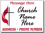 Two Color Church Yard Sign Template. Shown Fire Red & Black on White