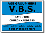 Two Color Church Yard Sign Template. Shown Process Blue & Black.