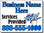 Contractor Yard Sign Template.  Two Color Design with tool box clip art.