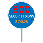 Security Yard Signs - Circle Shape 3 Color (500 Per Box)