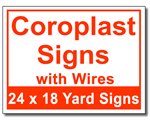 Coroplast Signs with Wires - 100 Signs and Stakes 24x18