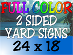 Corrugated Plastic - 24x18 Yard Sign - 2 Sided Full Color (10 Signs)