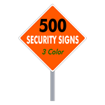 Security Yard Signs - Diamond Shape 3 Color (500 Per Box)