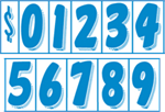 Blue and White Windshield Numbering Kits for Auto Dealers