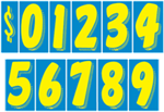 7 1/2 Inch Tall Blue & Yellow Starter Kit - Windshield Numbering Kit