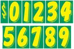 Green on Yellow Windshield Numbers. Great for Dealerships!