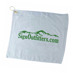 Custom printed Golf Towels make great golf outing gifts or prizes.