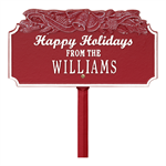 Happy Holidays with Bells Standard Lawn Plaque - Red / White