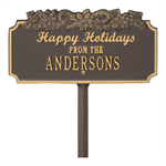 Happy Holidays with Candy Canes Standard Lawn Plaque - Bronze / Gold