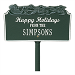Happy Holidays with Sleigh Standard Lawn Plaque - Green / White