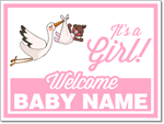 Custom Birth Annoucement Sign - It's A Girl (Dark Skin tone)