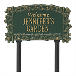 Ivy Trellis Garden Welcome Personalized Lawn Plaque - Green / Gold