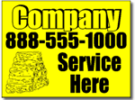 Lawn Care Yard Sign shown black on yellow.