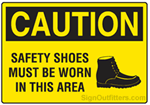 Caution Safety Shoes Must Be Worn In This Area with Symbol