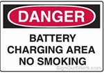 OSHA Danger Sign - Battery Charging Area No Smoking