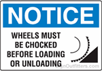 Notice Wheels Must Be Chocked Before Loading or Unloading with Symbol