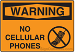OSHA Warning Sign - No Cellular Phones with Symbol