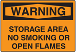 OSHA Warning Sign - Storage Area No Smoking or Open Flames