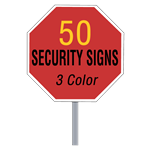 Security Yard Signs - Octagon Shape 3 Color (50 Per Box)