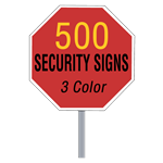 Security Yard Signs - Octagon Shape 3 Color (500 Per Box)