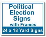 Political Election Signs with Frames - 100 Signs and Stakes 24x18