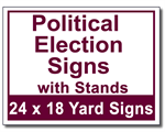 Political Election Signs with Stands - 100 Signs and Stakes 24x18