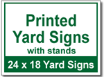 Printed Yard Signs With Stands - 100 Signs and Stakes 24x18