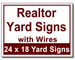 Realtor Yard Signs with Wires - 100 Signs and Stakes 24x18