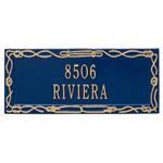 Sailor's Knot Address Plaque - Two Line - Blue / Gold