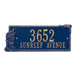 Seagull Rectangle Address Plaque - Two Line - Blue / Gold