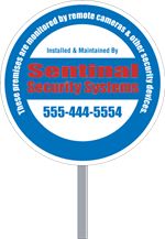 Security Yard Signs - Circle Shape - 2 Color - Stake Included