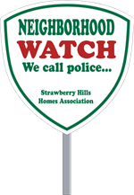 Security Yard Signs - Shield Shape - 2 Color - Stake Included
