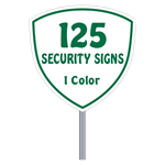 Buy 125 Custom One Color Shield Shaped Security Signs