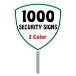 Security Yard Signs - Shield Shape 3 Color (1000 Per Box)