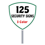 Security Yard Signs - Shield Shape 3 Color (125 Per Box)