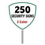 Security Yard Signs - Shield Shape 3 Color (250 Per Box)