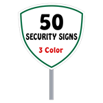 Security Yard Signs - Shield Shape 3 Color (50 Per Box)