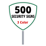 Security Yard Signs - Shield Shape 3 Color (500 Per Box)