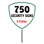 Security Yard Signs - Shield Shape 3 Color (750 Per Box)