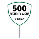 Buy 500 Custom Two Color Shield Shaped Security Signs
