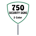 Buy 750 Custom Two Color Shield Shaped Security Sign