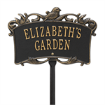 Song Bird Garden Personalized Lawn Plaque - Black / Gold
